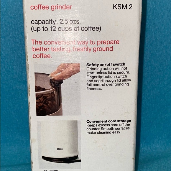BRAUN Aromatic Coffee Grinder for coffee beans model #KSM 2 vintage tested white - Picture 9 of 11